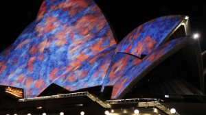 Figure 3 - Sydney Opera House as screen at Vivid 2014. Video Design by 59 productions. Image courtesy of 59 productions, used with permission.